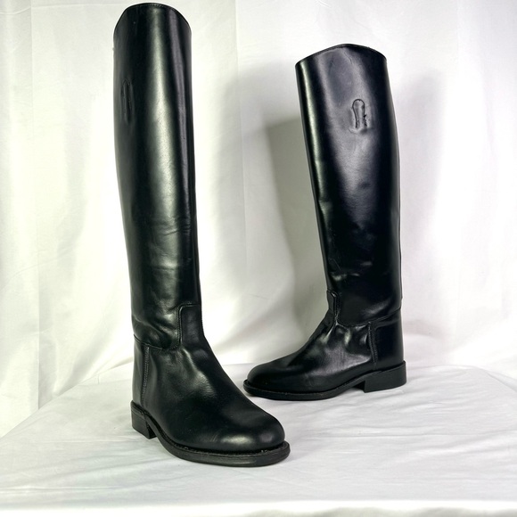 BOULET VINTAGE BLACK RIDING BOOT EQUESTRIAN BOOT TALL BOOT BELOW THE KNEE SIZE 6 - Picture 9 of 15